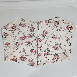 Windsor Corset-Like Bustier Top. Floral. Large. Reinforced. Clasp/Hoop Closure.